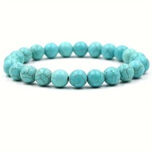 Turquoise Beaded Blue Bracelet Natural Gemstone Crystal Bead Unisex Jewelry Gift